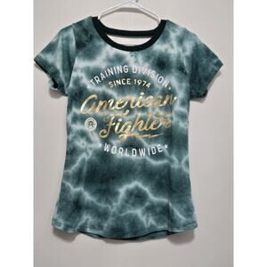 American Fighter Affliction Sz M Stinger Women Green Tee Gold Foil Never Worn